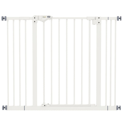PawHut Adjustable Safety Gate w/ Two Extensions, Four Adjustable Screws, White