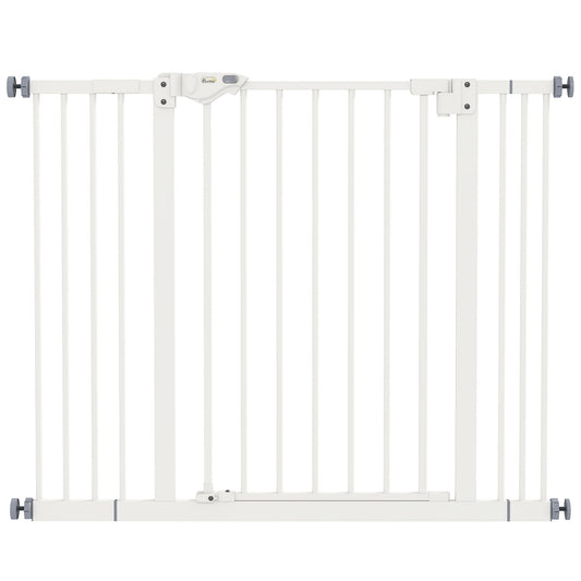 PawHut Adjustable Safety Gate w/ Two Extensions, Four Adjustable Screws, White