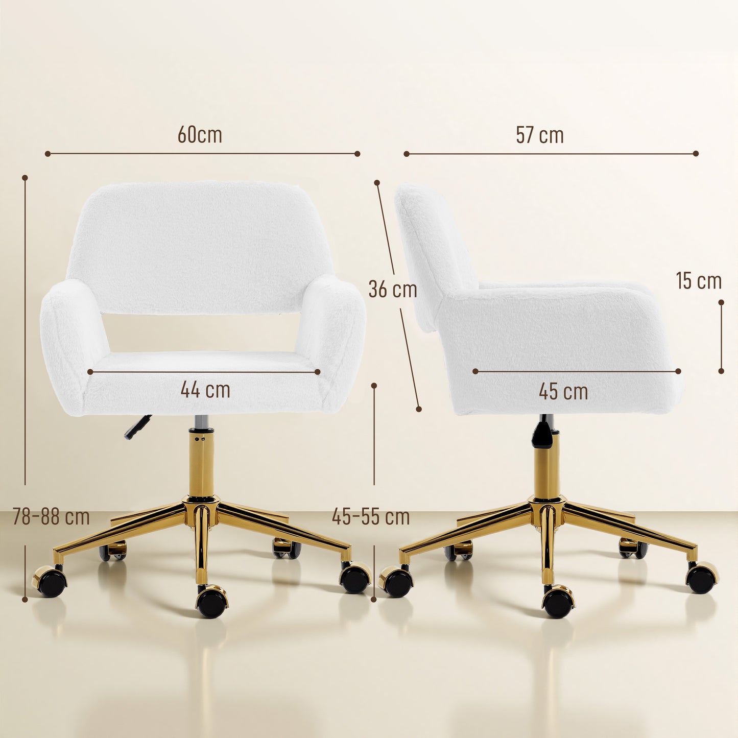 HOMCOM Faux Fur Rabbit Chair - Cream White