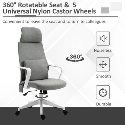 Vinsetto Massage Office Chair with 2 Points Lumbar Support, Adjustable Headrest, Swivel Wheels, Armrest, Tilt Function for Home Study, Grey