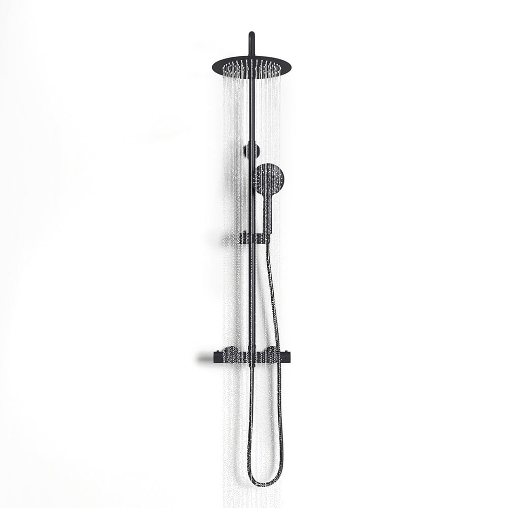 Black Round Shower Head Shower Mixer Set