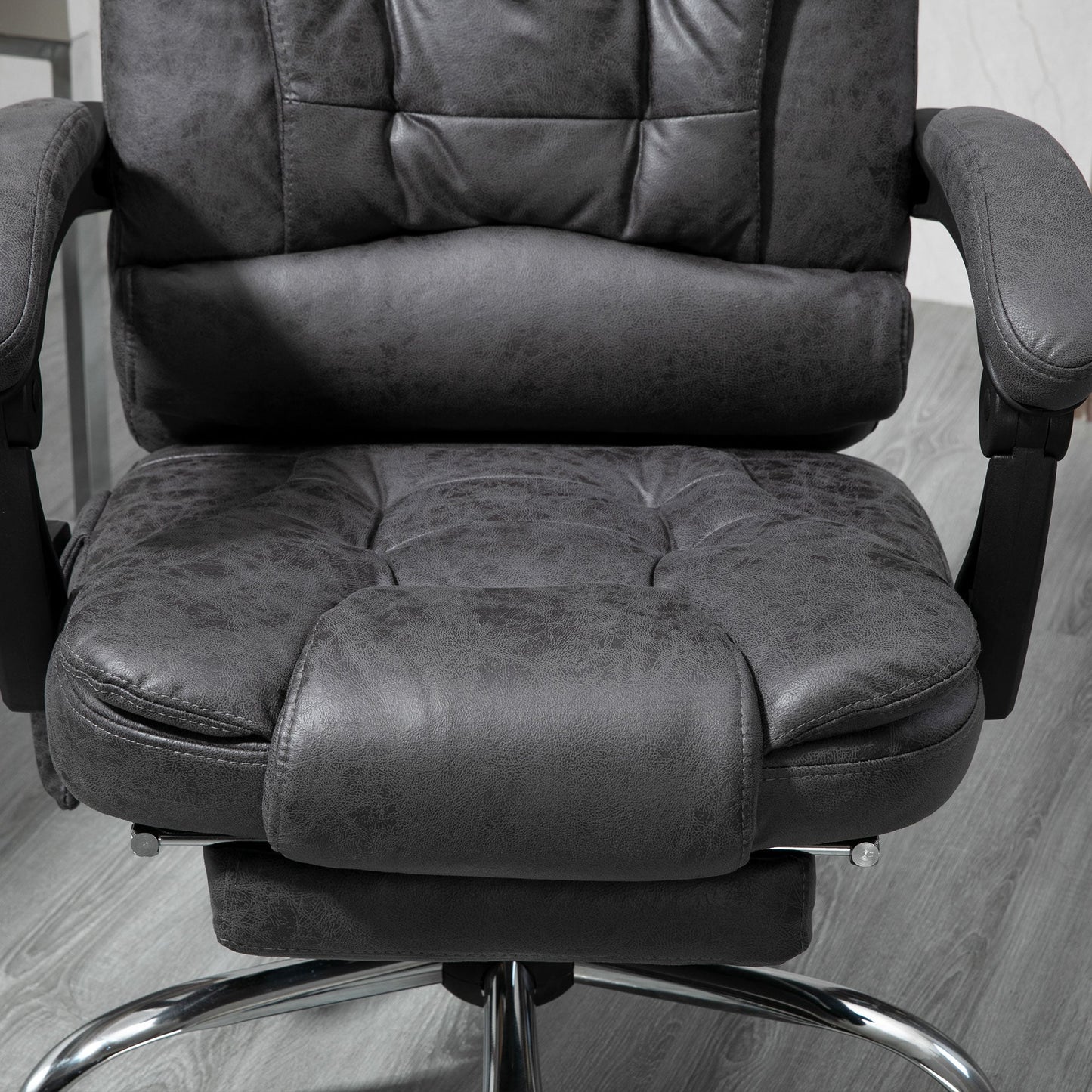 Vinsetto Vintage High Back Heated Massage Office Chair w/ 6 Vibration Points Dark Grey