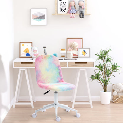 Vinsetto Fluffy Unicorn Office Chair with Swivel Wheel, Cute Desk Chair, Rainbow