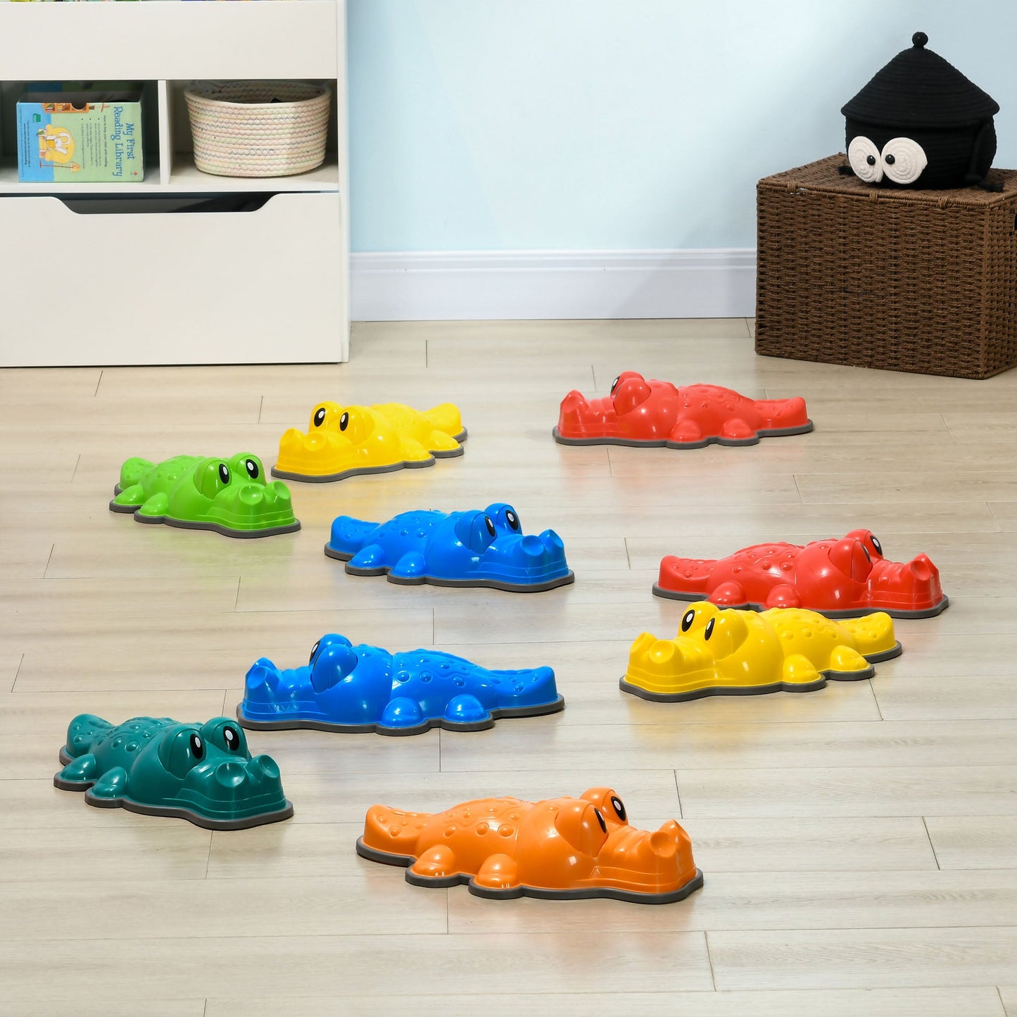 ZONEKIZ 9 Piece Kids Stepping Stones Crocodile Design with Anti-Slip Balance