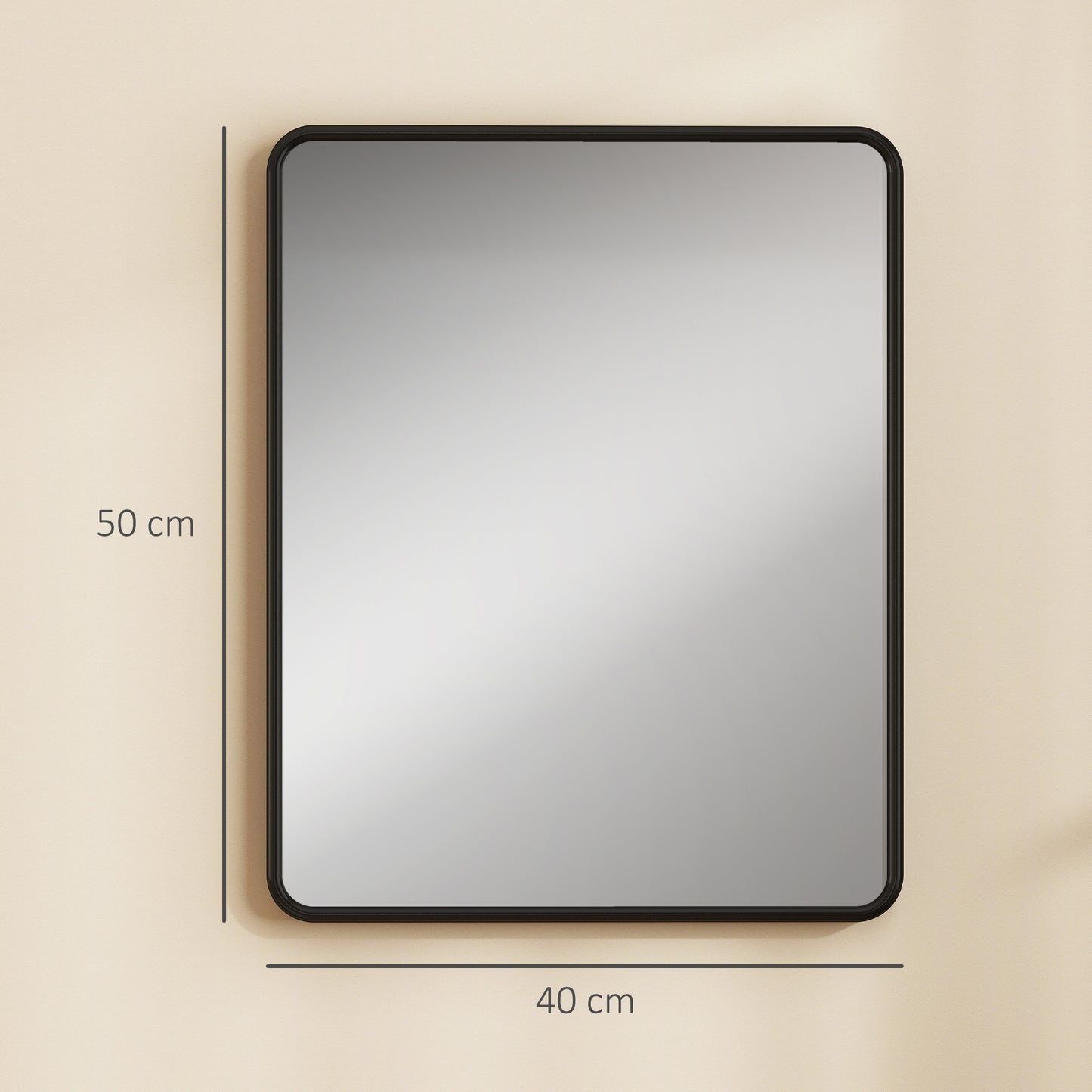 HOMCOM Rectangular Wall Mirror with HD Glass - Black