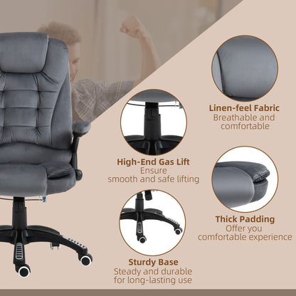 Vinsetto Massage Recliner Chair Heated Office Chair with Six Massage Points Velvet-Feel Fabric 360¡ Swivel Wheels Grey