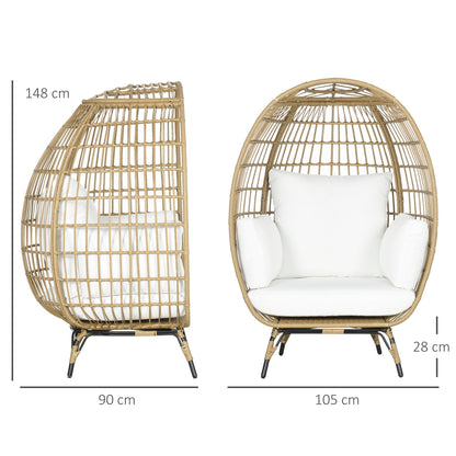 Outsunny Rattan Egg Chair with Cushions and Pillows, Khaki