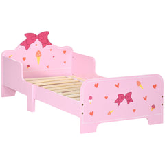 ZONEKIZ Princess-Themed Kids Toddler Bed w/ Cute Patterns, Safety Rails, for Ages 3-6 Years - Pink