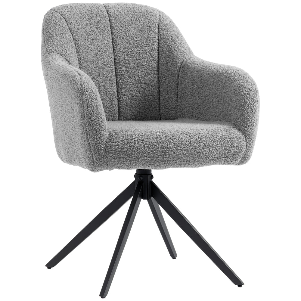 HOMCOM 360 Degree Swivel Accent Chair, Snow Flannel Armchair, Grey