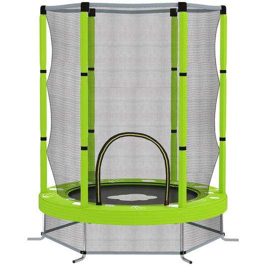 AIYAPLAY 4.6ft Toddler Trampoline w/ Safety Enclosure Net, for Indoor Outdoor Use, Ages 3-6 Years, Green