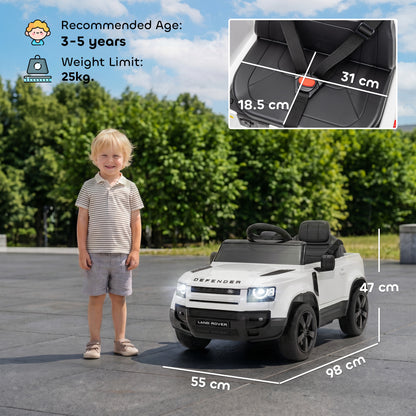 AIYAPLAY Land Rover Licensed 12V Kids Ride on Car with Remote, Suspension, Slow Start, 3 Speeds, Lights, Music, Horn, White