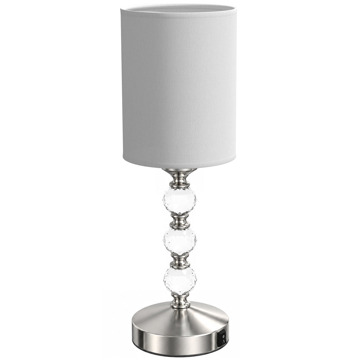 HOMCOM Bedside Lamp, Modern Crystal Decoration Table Lamp w/ PVC shade, USB A+C Charging Ports, Bulb Not Included, Silver Tone