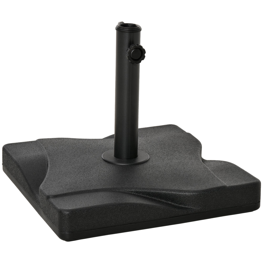 Outsunny 20kg Square Parasol Base Outdoor Garden Cement Umbrella Weight Stand Holder, Fits Î¦32mm,Î¦38mm,Î¦48mm Pole - Black