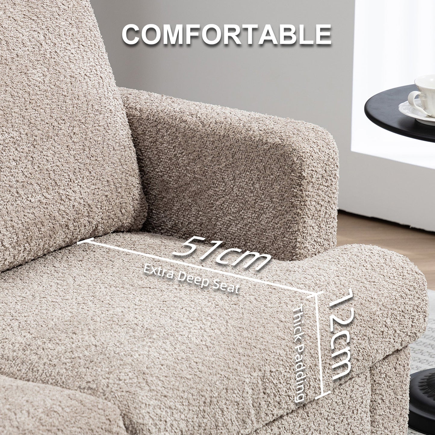 HOMCOM Two-Seater Chenille Sofa - Light Brown