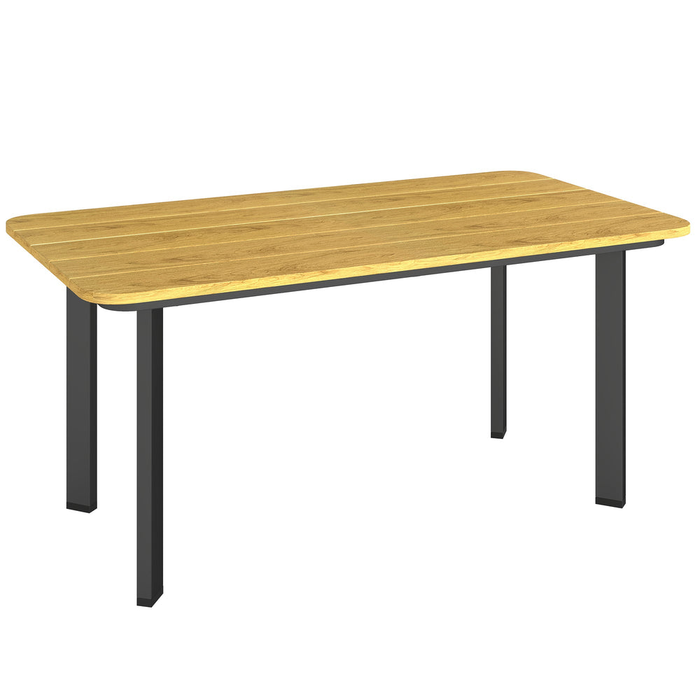 Outsunny Outdoor Garden Coffee Table, Garden Table with Slatted Wood Plastic Composite Top and Metal Frame, Brown