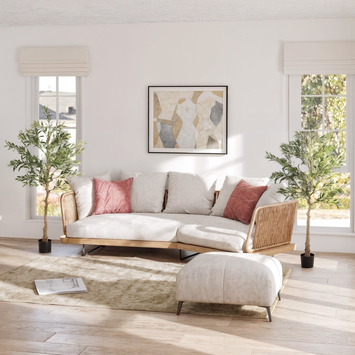 HOMCOM Set of Two Silk Leaf Artificial Olive Trees