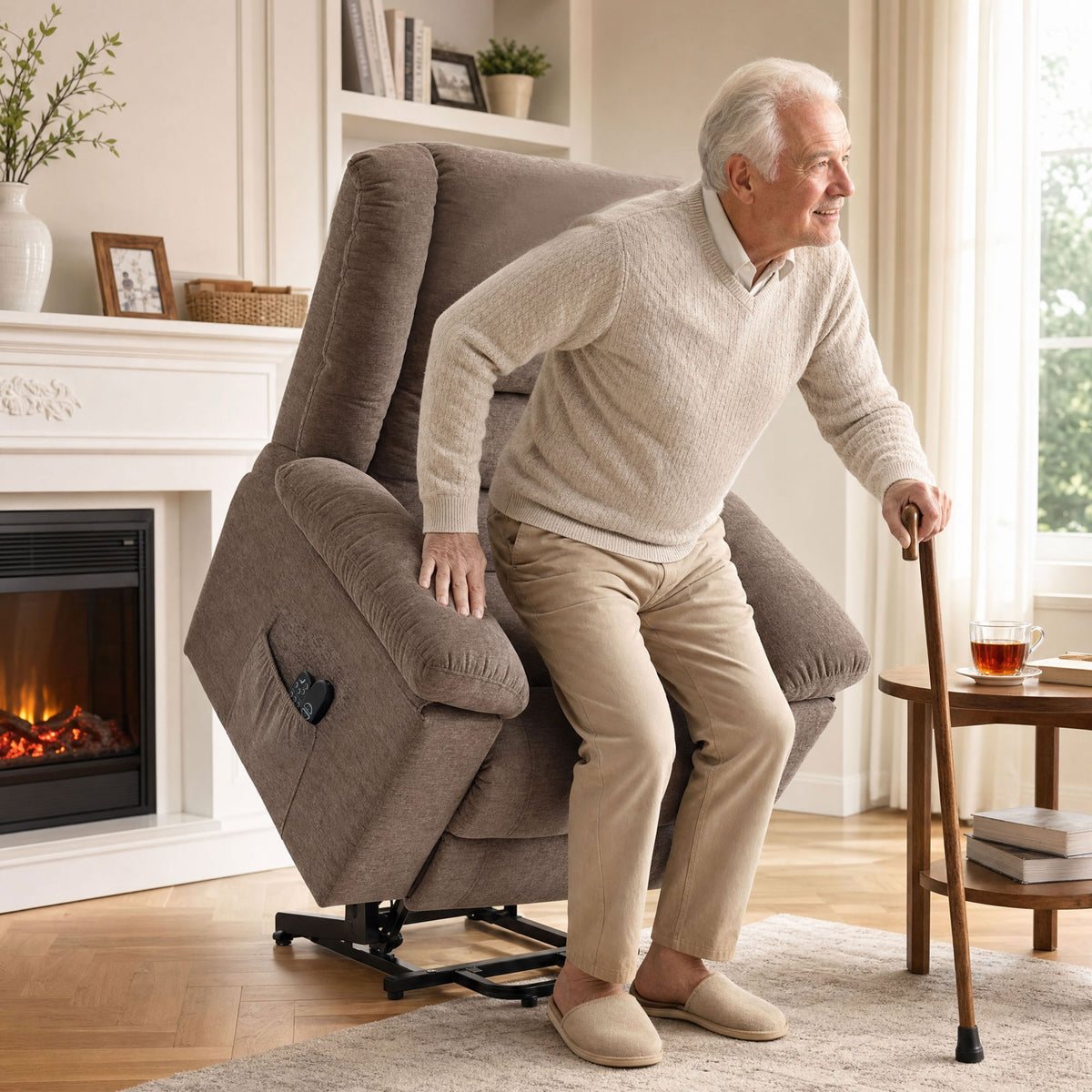 HOMCOM Oversized Riser Recliner Chair with Massage and Heat, Power Lift Recliner for Elderly with Wide Seat and Back, Brown
