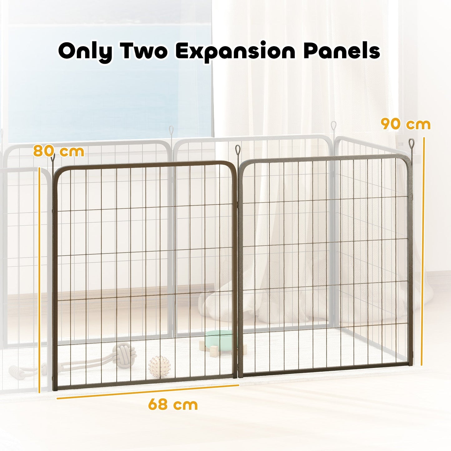 PawHut Two-Piece Dog Pen Expansion Pack for Medium Dogs, 80cm Tall Animal Pen with Three Connecting Stakes