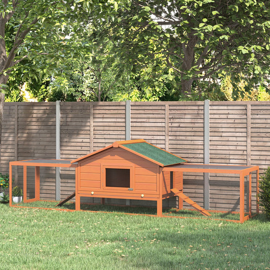 PawHut Wooden Guinea Pigs Hutches W/ Ramp-Golden Red