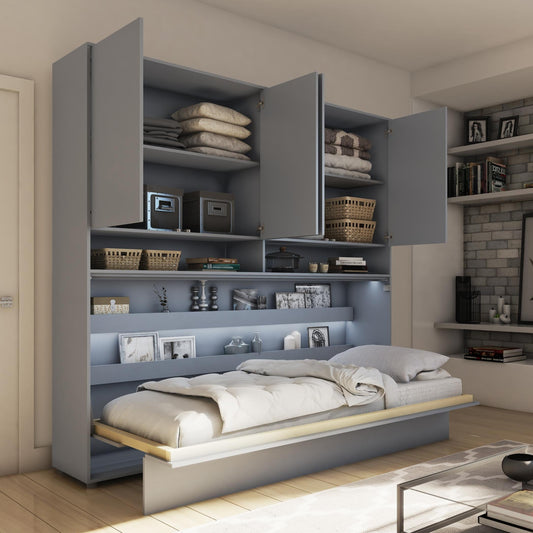 BC-06 Horizontal Wall Bed Concept 90cm With Storage Cabinet