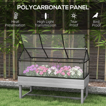 Outsunny 60 x 120cm Raised Garden Bed with Wooden Base - Grey