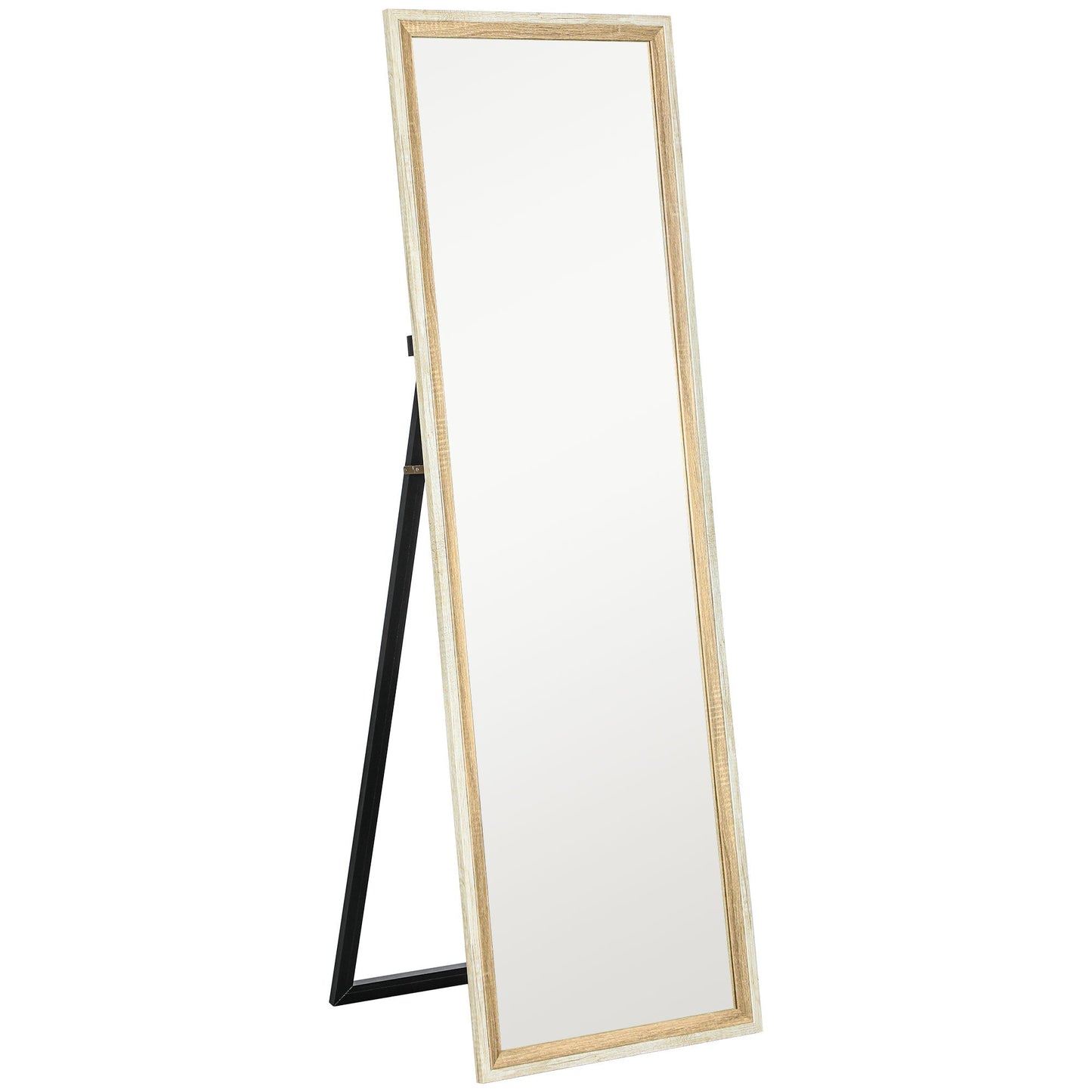 HOMCOM 162.6 cm Two-Tone Full Length Mirror - White/Oak-Tone
