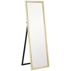 HOMCOM 162.6 cm Two-Tone Full Length Mirror - White/Oak-Tone