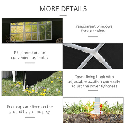 Outsunny 6 x 3 m Party Tent Gazebo Marquee Outdoor Patio Canopy Shelter with Windows and Side Panels Black