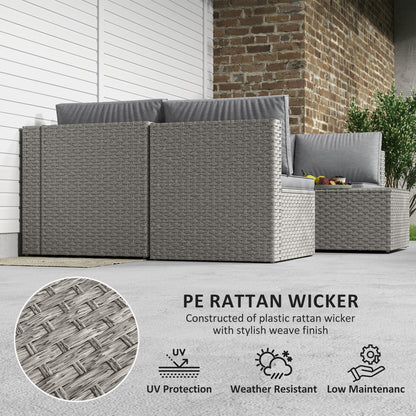 Outsunny Seven-Piece Modular Rattan Set - Grey