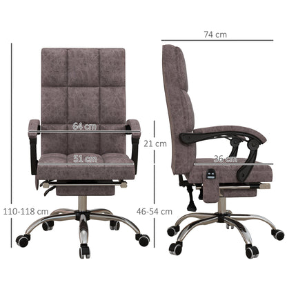 Vinsetto Executive Vibration Massage Office Chair, Microfibre Computer Chair with Armrest, 135° Reclining Back, Charcoal Grey