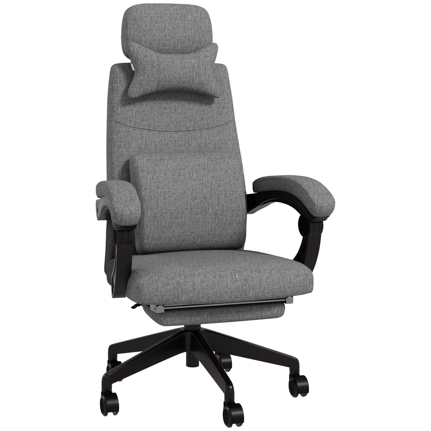 Vinsetto High Back Office Chair Reclining Computer Chair with Footrest Lumbar Support Adjustable Height Swivel Wheels Dark Grey