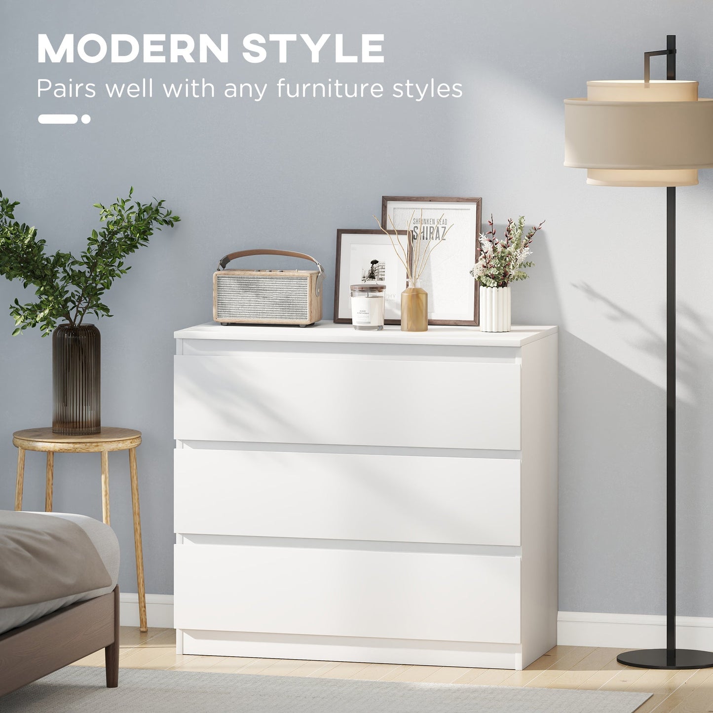 HOMCOM Chest of Three Drawers - White