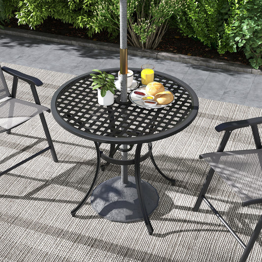 Outsunny Round Aluminium Table, with â50mm Parasol Hole