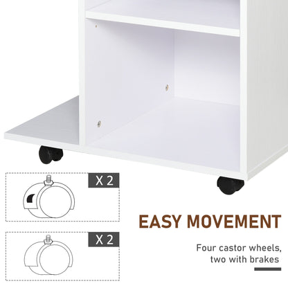 Vinsetto Mobile Printer Stand Rolling Cart Desk Side with CPU Stand Drawer Adjustable Shelf and Wheels White