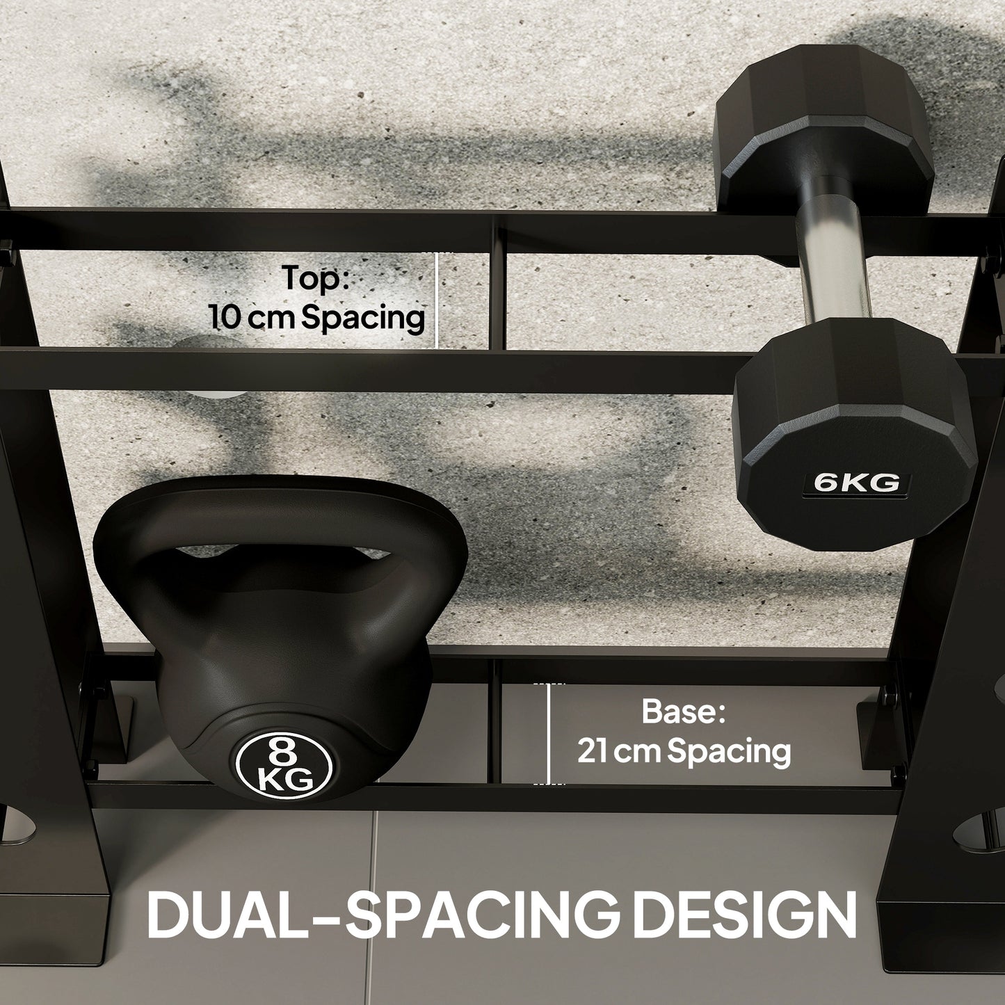 SPORTNOW 4-Tier Dumbbell Rack, Heavy-Duty Weight Rack for Dumbbells, Kettlebells and Multiple Balls, 200 KG Capacity, Black