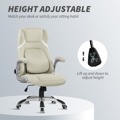 Vinsetto Linen-Look Office Chair, with Adjustable Height and Tension - Beige