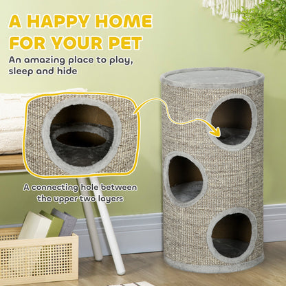 PawHut Cat Climbing Frame, Covered with Sisal, Cosy Platform - Light Grey