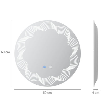 مرايا حمام دائرية مضيئة من كلينكين مع إضاءة LED خافتة، مرآة حائط مثبتة بثلاثة ألوان، تعمل باللمس الذكي، مضادة للضباب، 60 سم