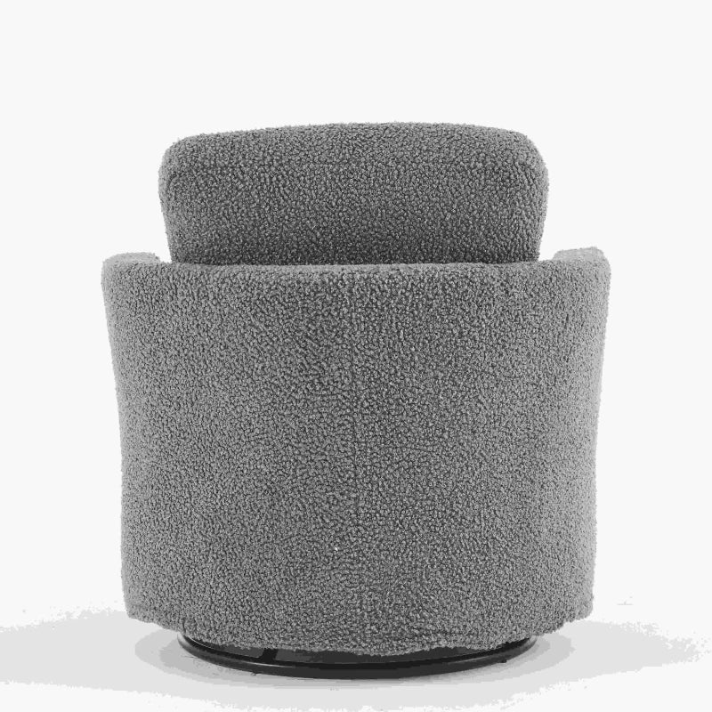 Teddy Recliner Armchair with Back Cushion, Thick Foam Pad, Upholstered, Adjustable Manual Swivel Base with Comfortable Footrest, 78.5x83x86 cm, Medium Grey