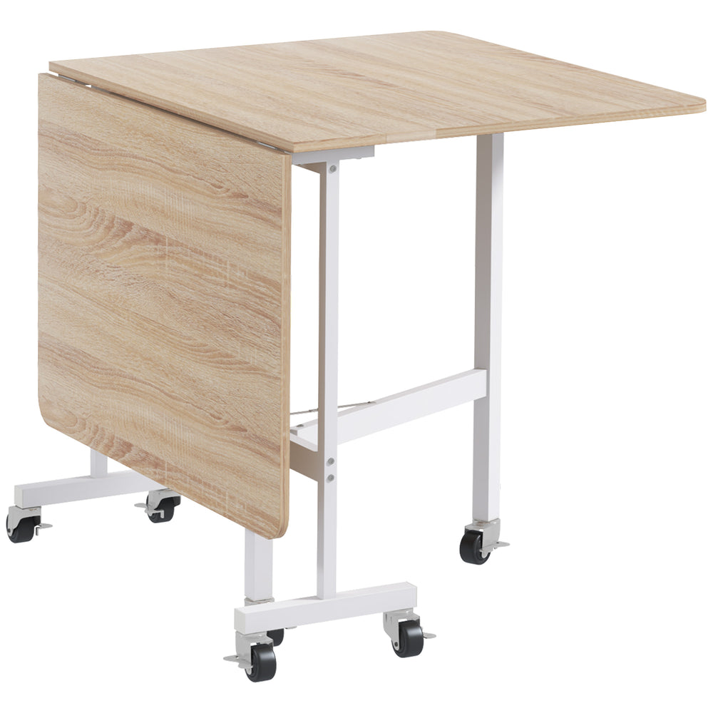 HOMCOM 4-6 Person Drop Leaf Dining Table - Oak