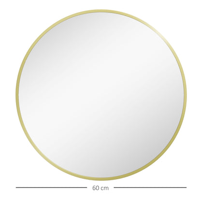 HOMCOM 70cm Aluminium Frame Round Bathroom Mirror - Gold Tone