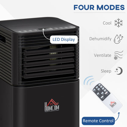 HOMCOM 7000 BTU 4-In-1 Portable Air Conditioner Unit Cooling Dehumidifying Ventilating for Room up to 15m_, with Fan, Remote, 24H Timer, Window Mount Kit, R290, A Energy Efficiency