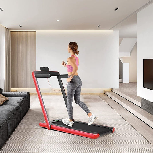 1-12Km/h Folding Bluetooth Electric Treadmill Motorized Portable Running Machine-Red - Furniture Gold