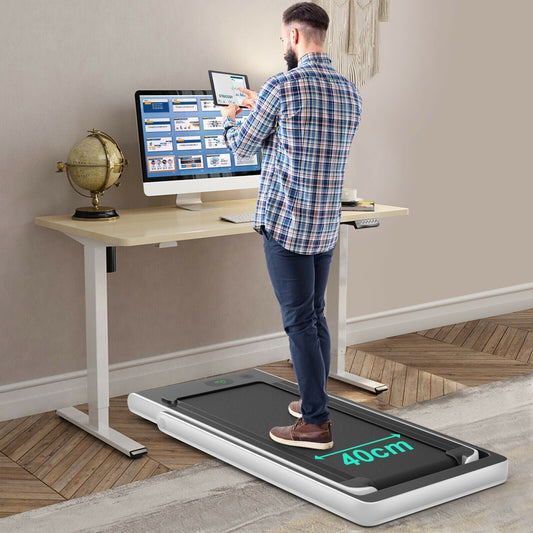 1-12Kph Folding Electric Treadmill with Bluetooth Capability-White - Furniture Gold