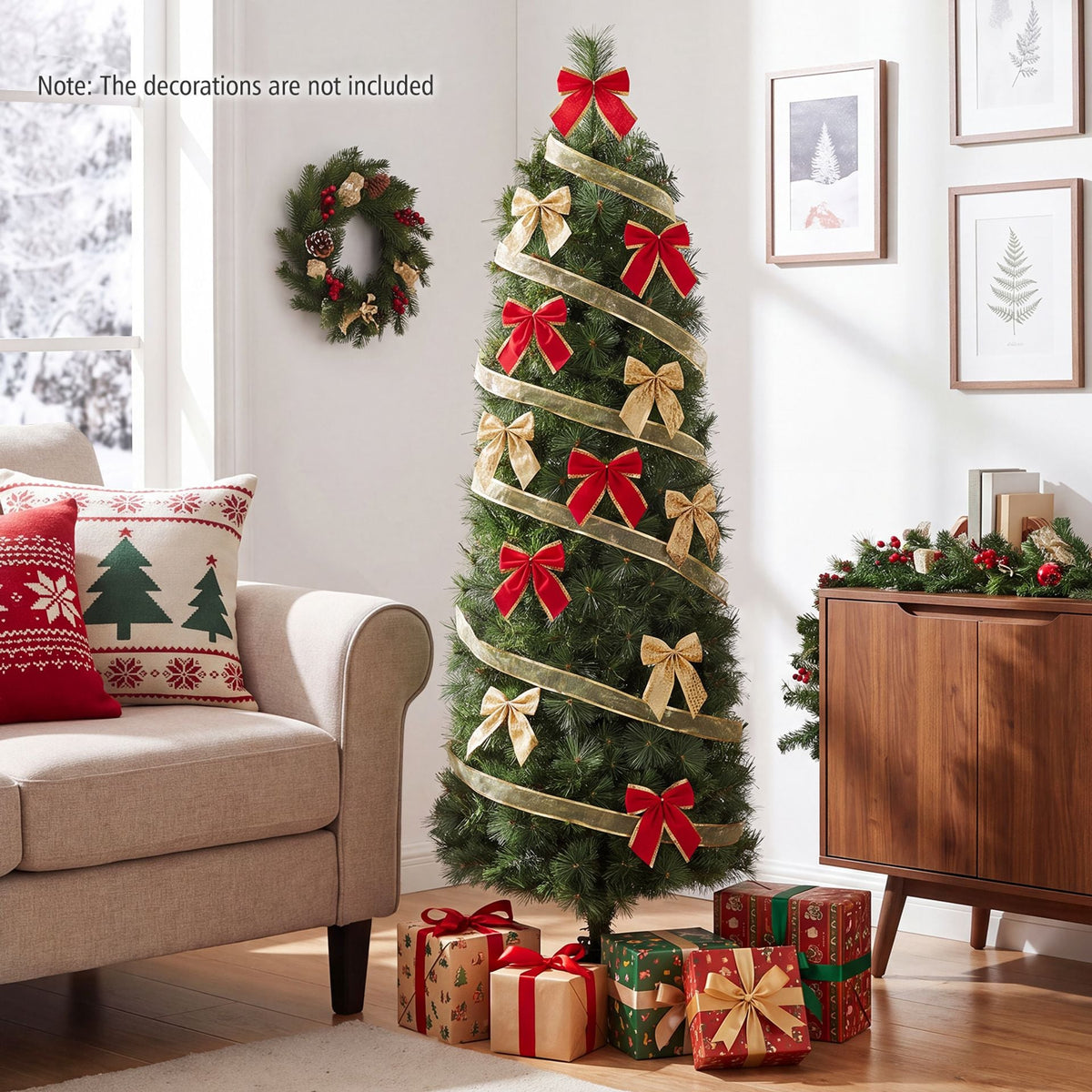 1.5M Pre-Lit Artificial Christmas Tree with 309 PVC Branch Tips