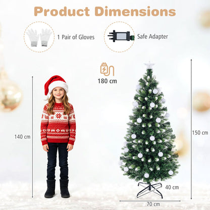 1.5m Artificial Fiber Optic Christmas Tree with Branch Tips and Warm White LED Lights Star Tree Topper