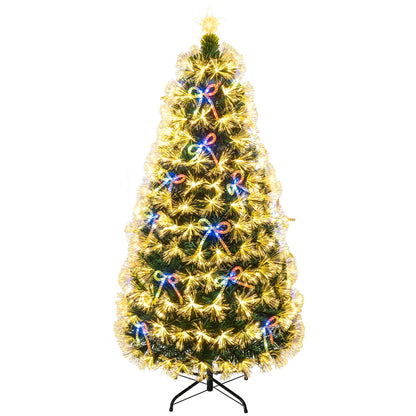 1.5m Pre-Lit Christmas Tree with Warm White Fiber Optics and Multi-Color LED Lights