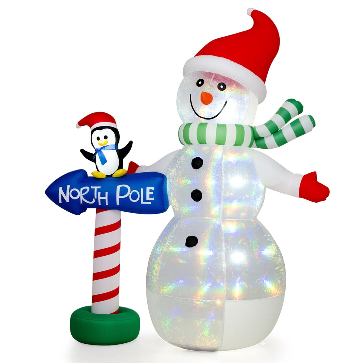 1.8 M Christmas Inflatable Snowman with Penguin and North Pole Sign