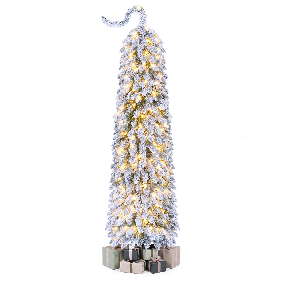1.8 M Flocked Pencil Christmas Tree with Full Branch Tips