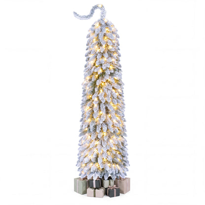 1.8 M Flocked Pencil Christmas Tree with Full Branch Tips